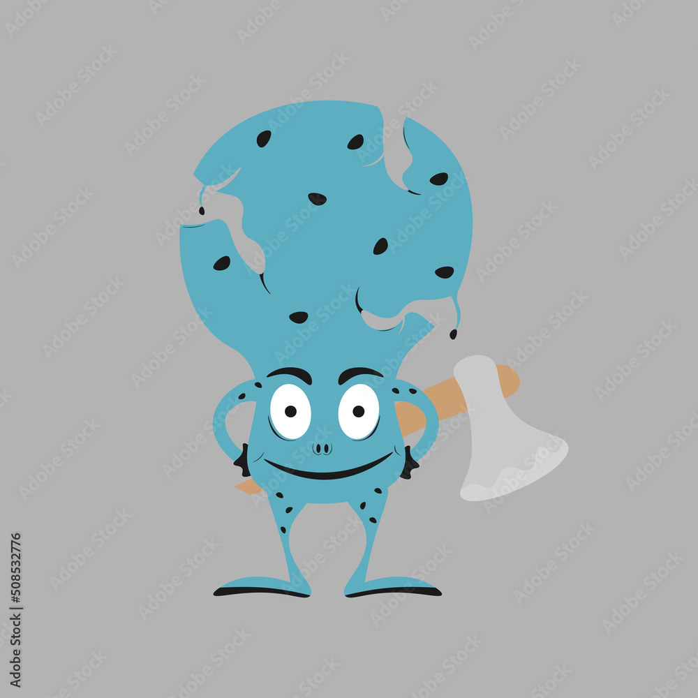 Obraz premium Happy Halloween. Monster icon. Cute kawaii cartoon scary funny baby character. Eyes, tongue, tooth fang, hands up. Flat design. Vector illustration