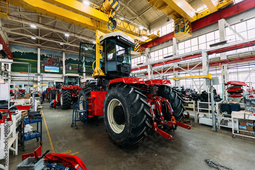 Assembly process of agricultural tractors in industrial workshop © Mulderphoto