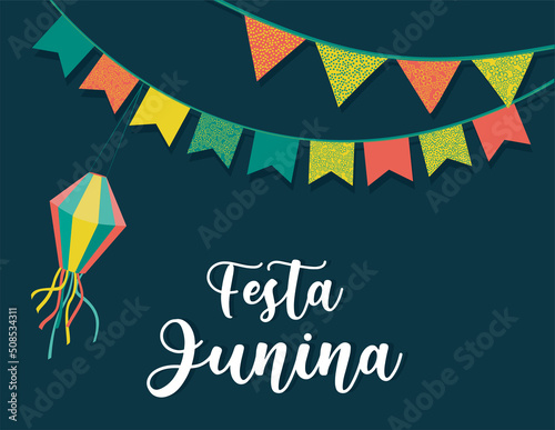 Festa Junina vector background. June feast Brazilian traditional festival. photo