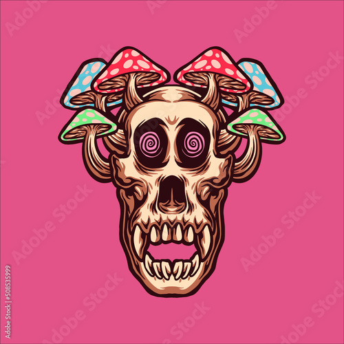 gorilla skull mushroom vector design