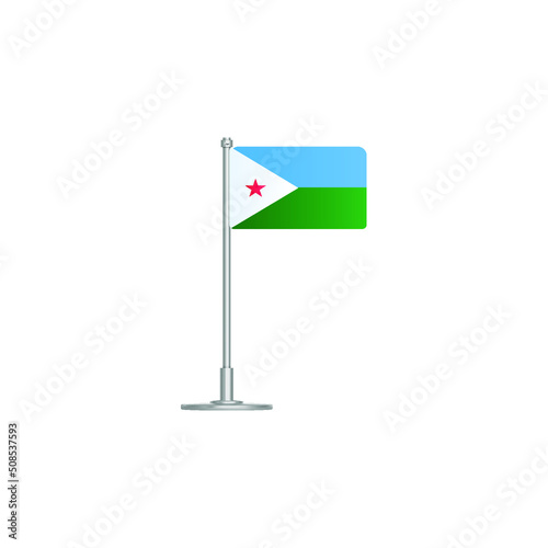 flag of Djibouti. flag Djibouti on flagpole. vector icon isolated on white background