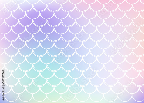 Gradient scale background with holographic mermaid.