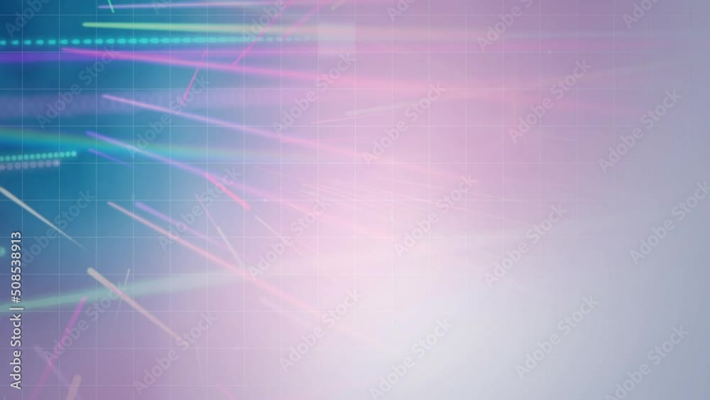 Animation of pink lines and grid over blue background