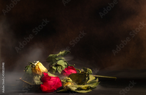bouquet of dried flowers and plants. Concept of love spells