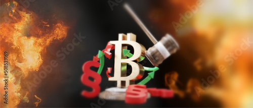 golden Bitcoin BTC symbol w...