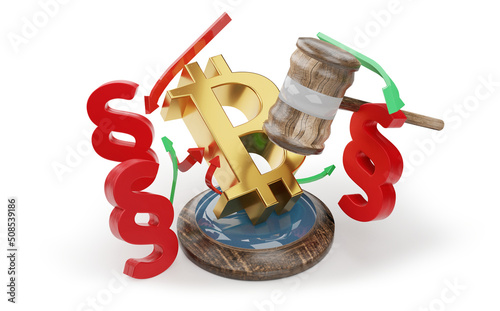 golden Bitcoin BTC symbol w...
