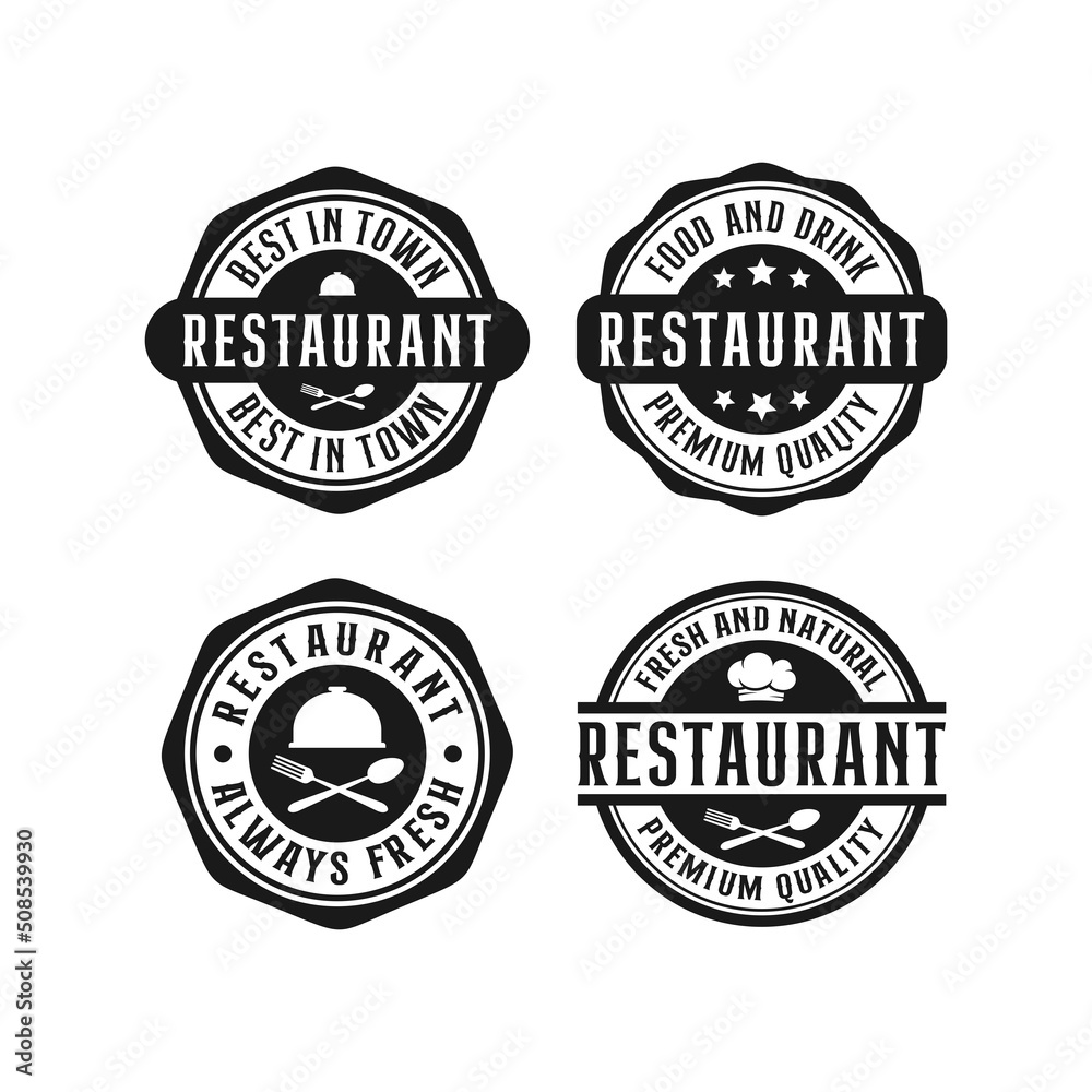 Restaurant badge stamps design logo collection