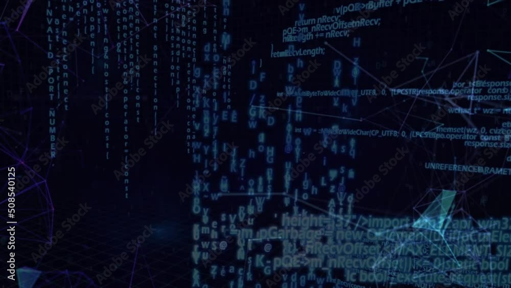 Animation of data processing on black background Animation of data processing on black background