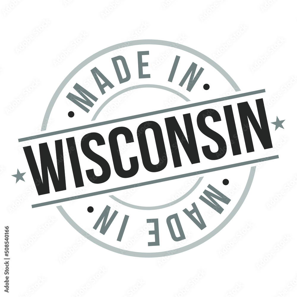 Made In Wisconsin Stamp Logo Icon Symbol Design. Seal Badge National Product Vector. Made In Wisconsin Stamp Logo Icon Symbol Design. Seal Badge National Product Vector.