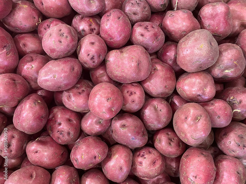 A closeup of red bliss potatoes