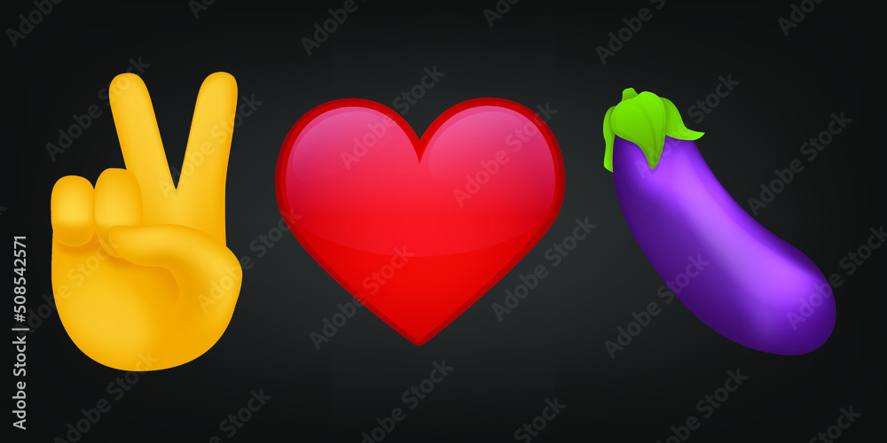 Peace Love and Eggplant Illustration Emoji Design. Motivational Quote