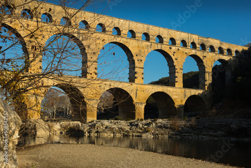 View on The Aqueduct Bridge over river in France outdoor.