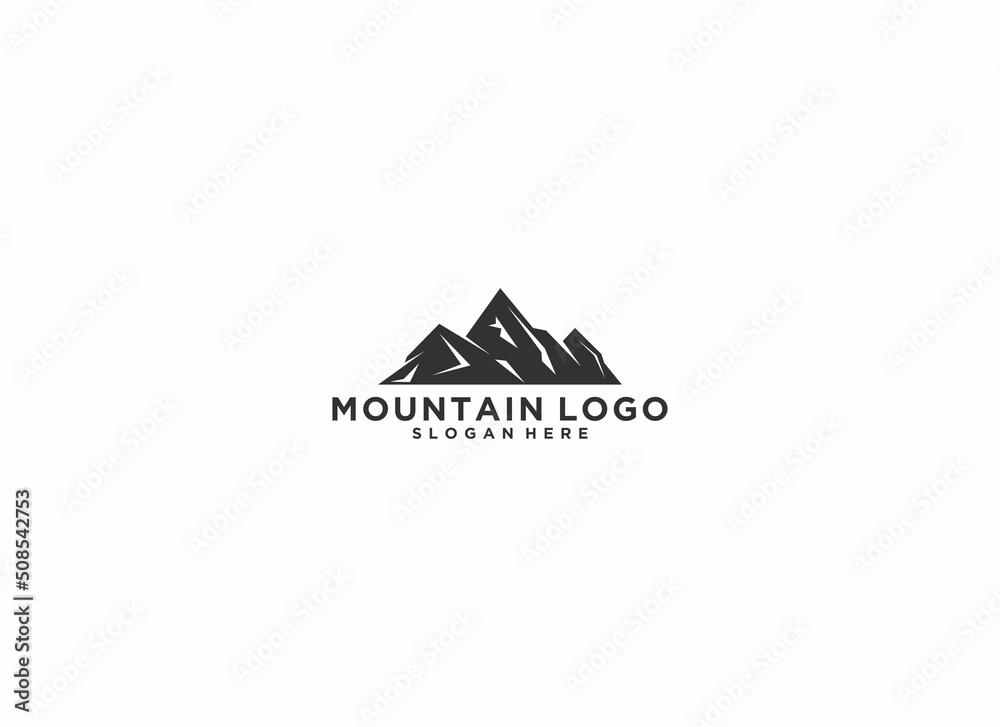 beautiful mountain scenery illustration logo and blue sky