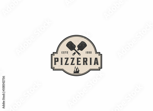 logo for pizzeria template vector, icon in white background