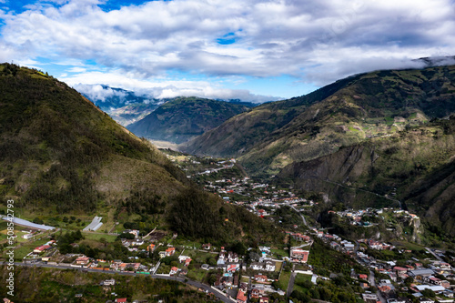 The outskirts of Banos de Agua Sante, a small village located in a valley of the Andes mountain range in Ecuador, South America