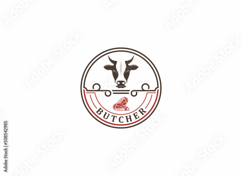butchery logo template vector, icon in white background