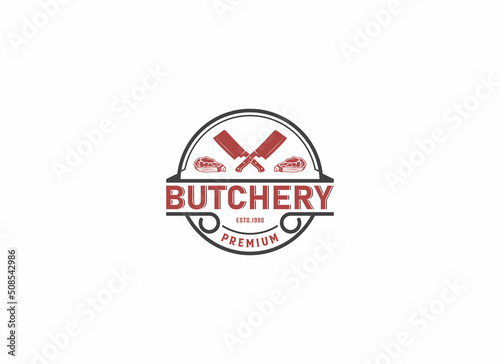butchery logo template vector, icon in white background