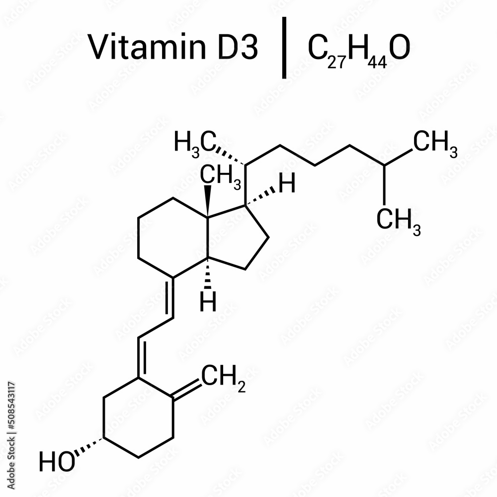 chemical structure of Cholecalciferol or vitamin D3 (c6h14o6)