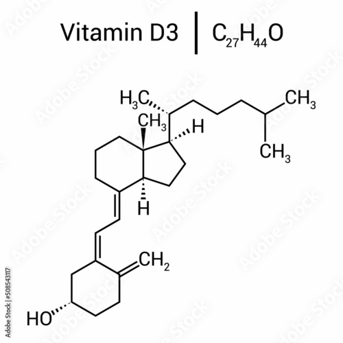 chemical structure of Cholecalciferol or vitamin D3 (c6h14o6)