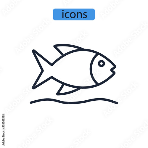 fish icons symbol vector elements for infographic web