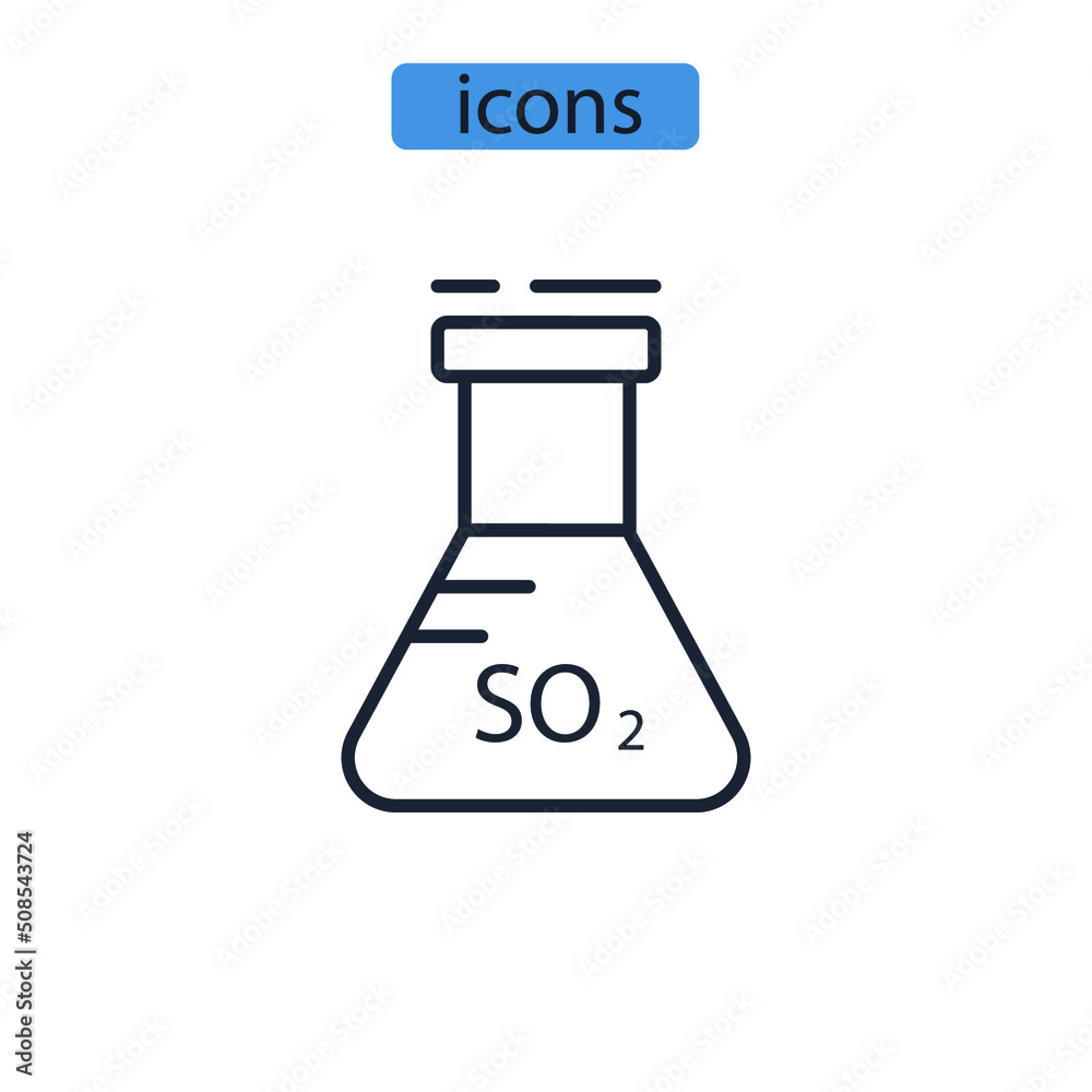 Sulfur dioxide icons symbol vector elements for infographic web Sulfur dioxide icons symbol vector elements for infographic web