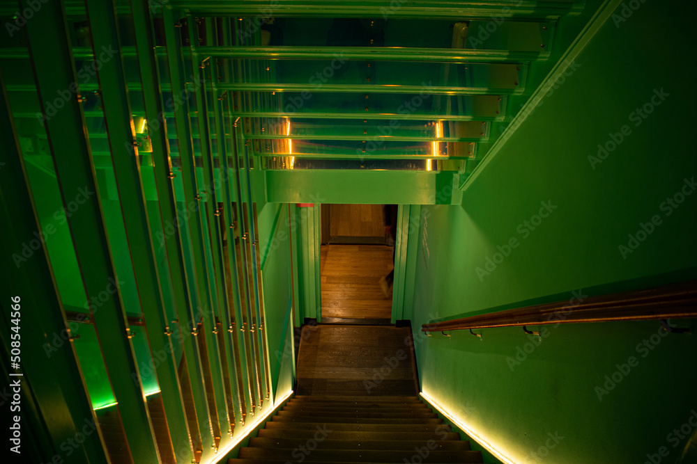 Fototapeta premium Beautiful stairwell with lighting