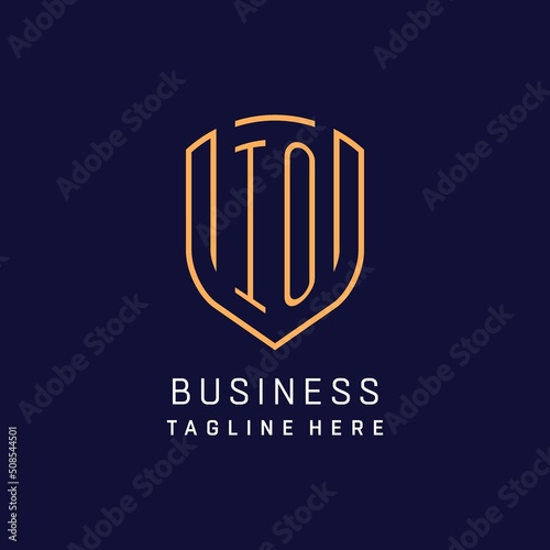Letter IO monogram logo shield shape with luxury monoline style