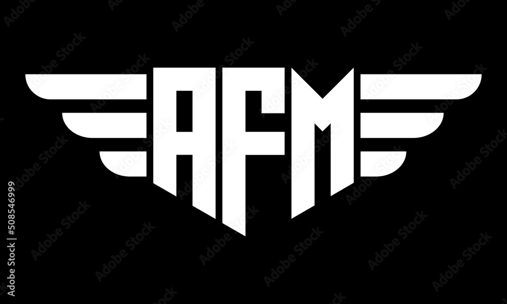 AFM three letter logo, creative wings shape logo design vector template ...
