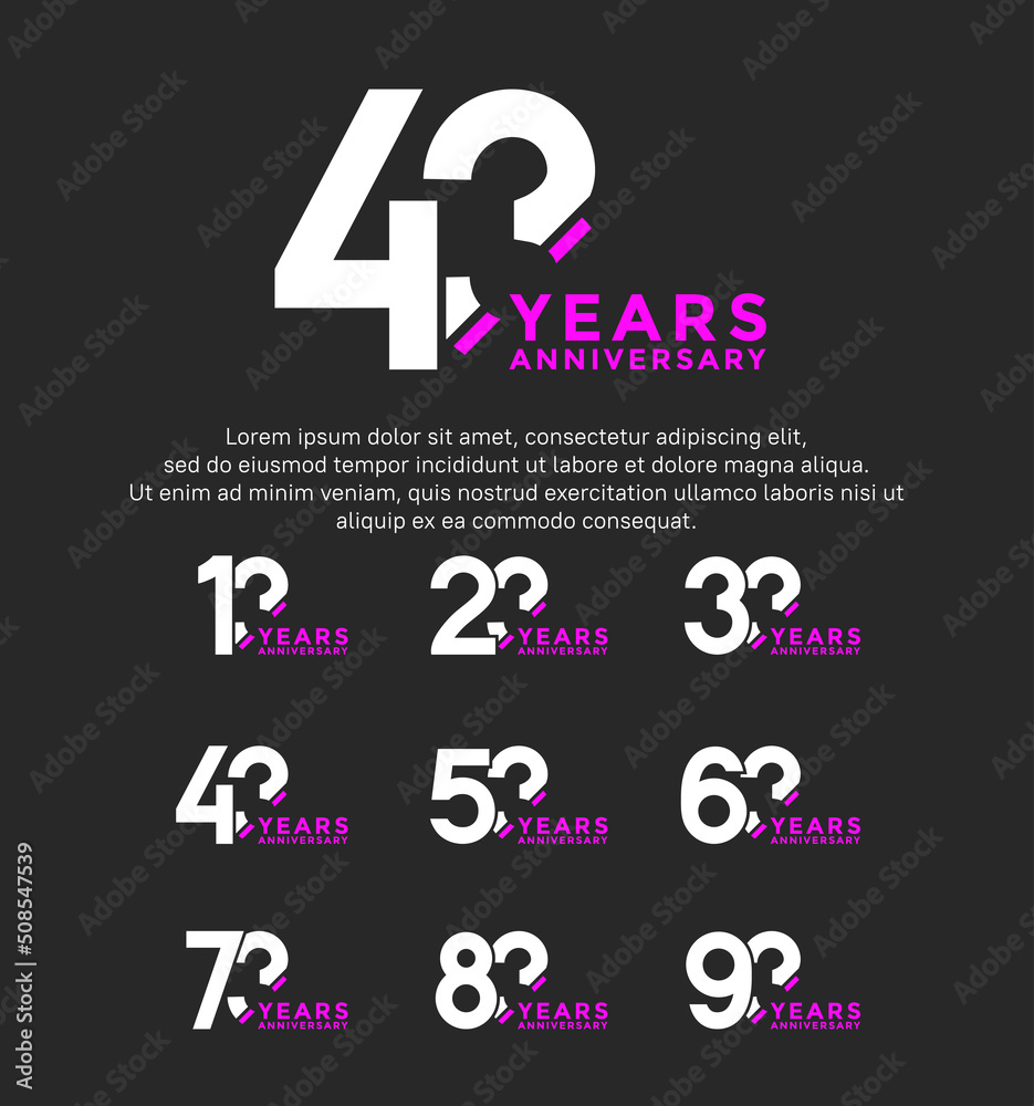 Obraz premium set anniversary logo style white and purple color isolated on black background for great event