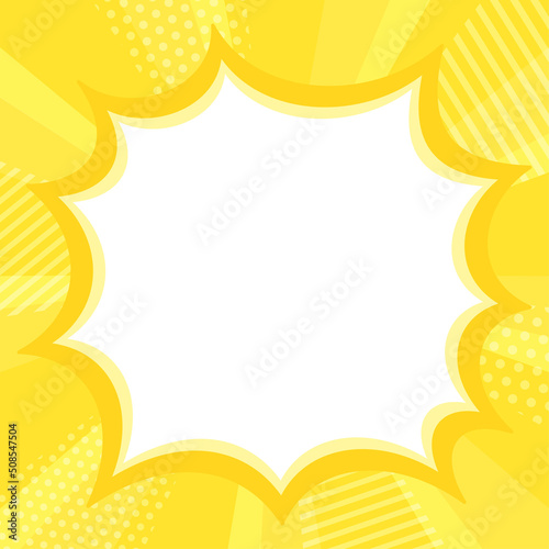 おしゃれな黄色の集中線とギザギザふきだし