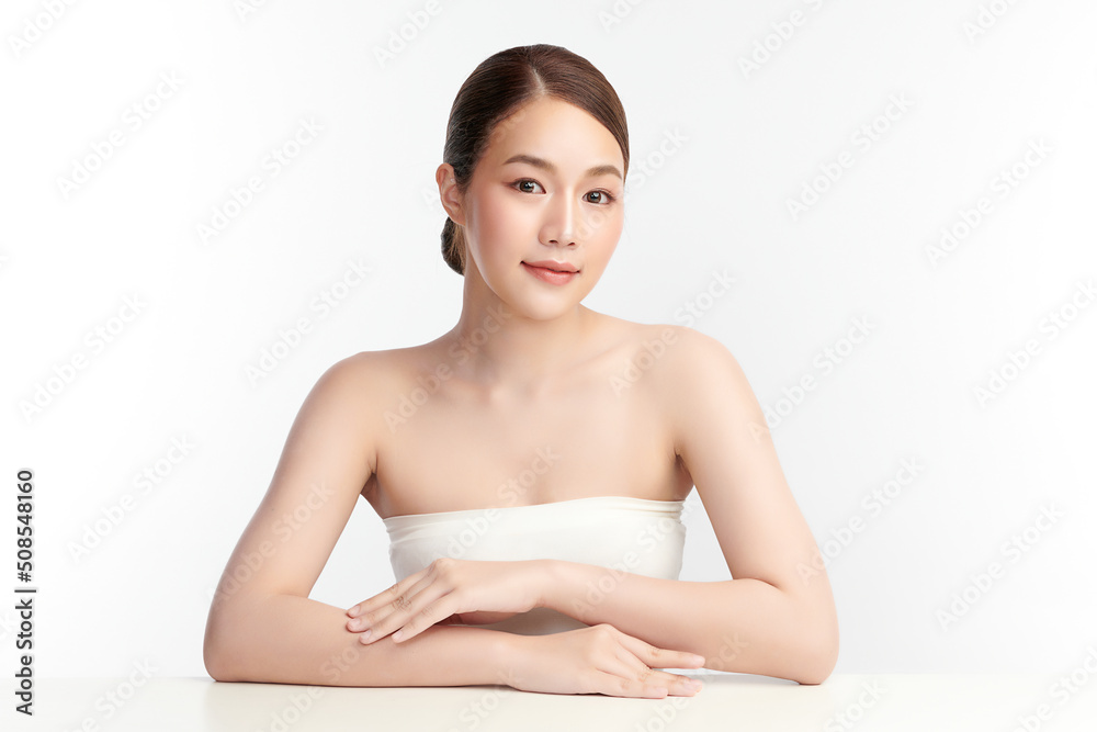 Beautiful young asian woman with clean fresh skin on white background, Face care, Facial treatment, Cosmetology, beauty and spa, Asian women portrait. Beautiful young asian woman with clean fresh skin on white background, Face care, Facial treatment, Cosmetology, beauty and spa, Asian women portrait.