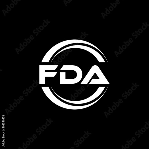 FDA letter logo design with black background in illustrator, vector logo modern alphabet font overlap style. calligraphy designs for logo, Poster, Invitation, etc.