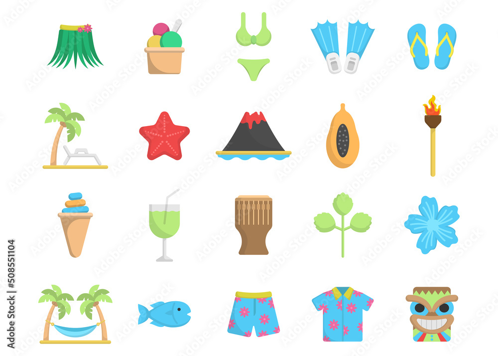 summer beach icon set design template vector illustration
