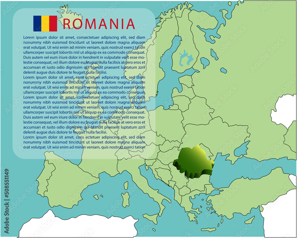 3d isometric infograpic map template of romanis, europe