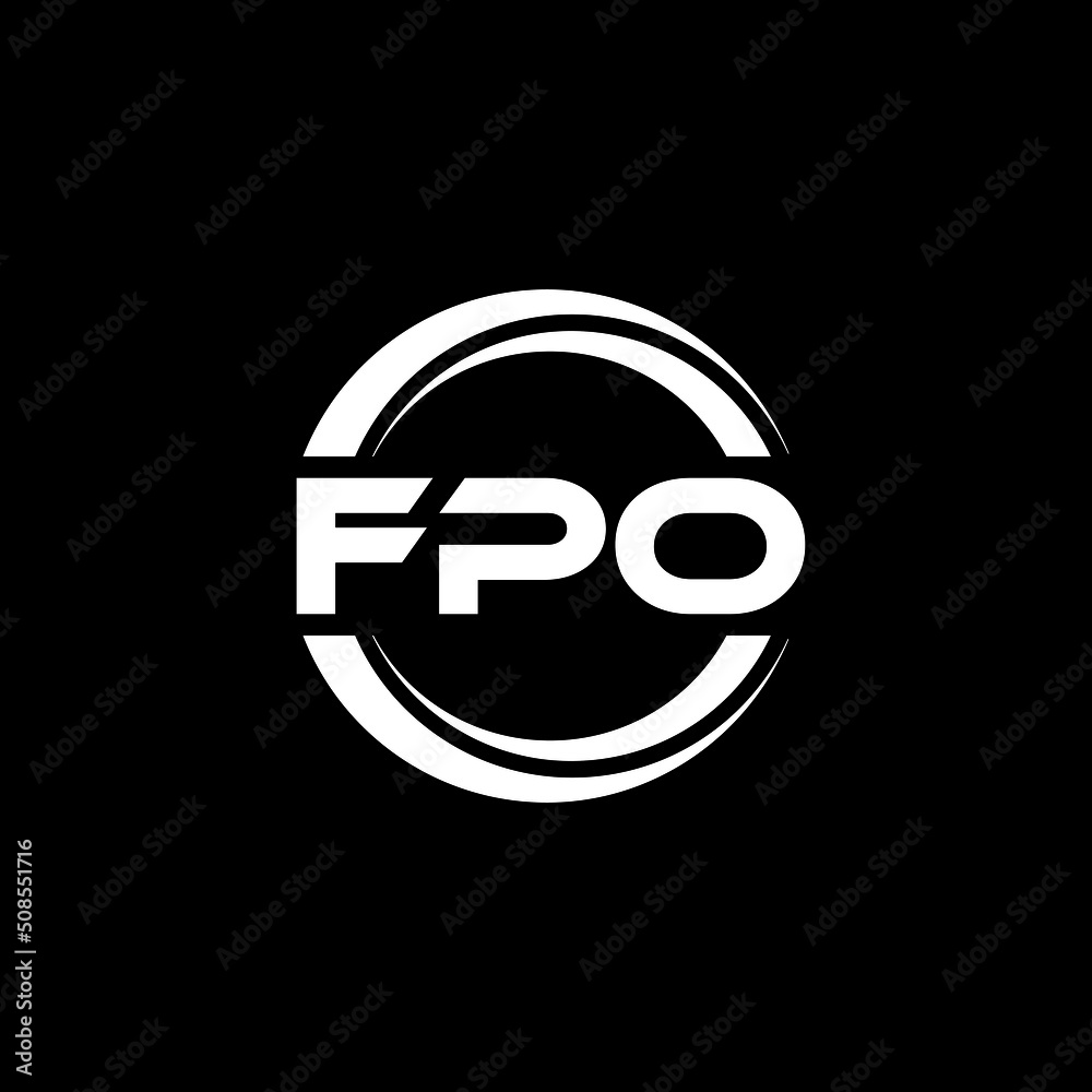 FPO letter logo design with black  background in illustrator, vector logo modern alphabet font overlap style. calligraphy designs for logo, Poster, Invitation, etc.