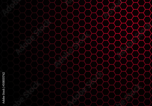 Abstract Red Light Hexagon Line in Grey Modern Luxury Futuristic Background