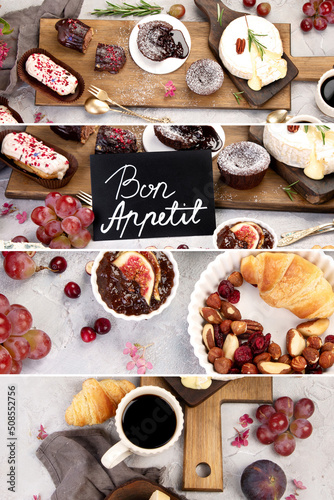 Collage of French desserts assortment. © bit24