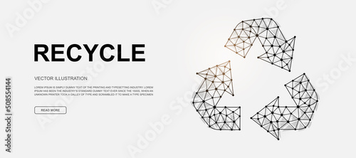 Recycle 3d low poly symbol for landing page template. Ecology design illustration. Polygonal Ecosystem illustration for homepage design, adv page.