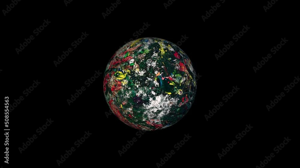 Endless loop 3D abstract Sci-Fi colorful grunge ball sphere in rotating animation on black background.4K seamless loop isolated transparent video animation text with alpha channel using Quicktime pror Endless loop 3D abstract Sci-Fi colorful grunge ball sphere in rotating animation on black background.4K seamless loop isolated transparent video animation text with alpha channel using Quicktime pror