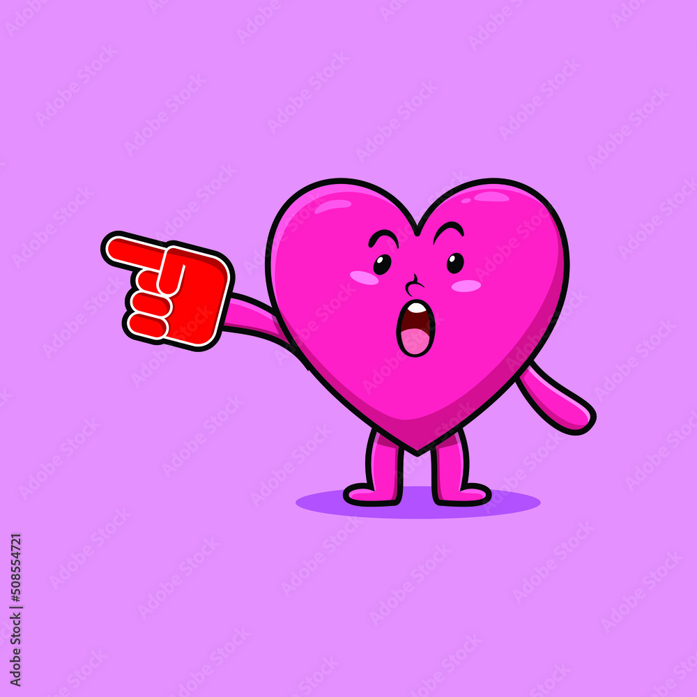 Cute Cartoon Lovely heart with foam finger glove in modern design Cute Cartoon Lovely heart with foam finger glove in modern design