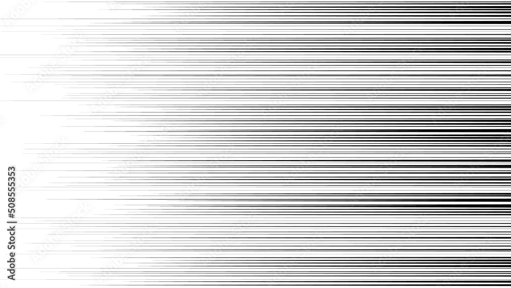 Obraz premium スピード感のある横に流れる黒い効果線 - マンガのエフェクト･背景の素材