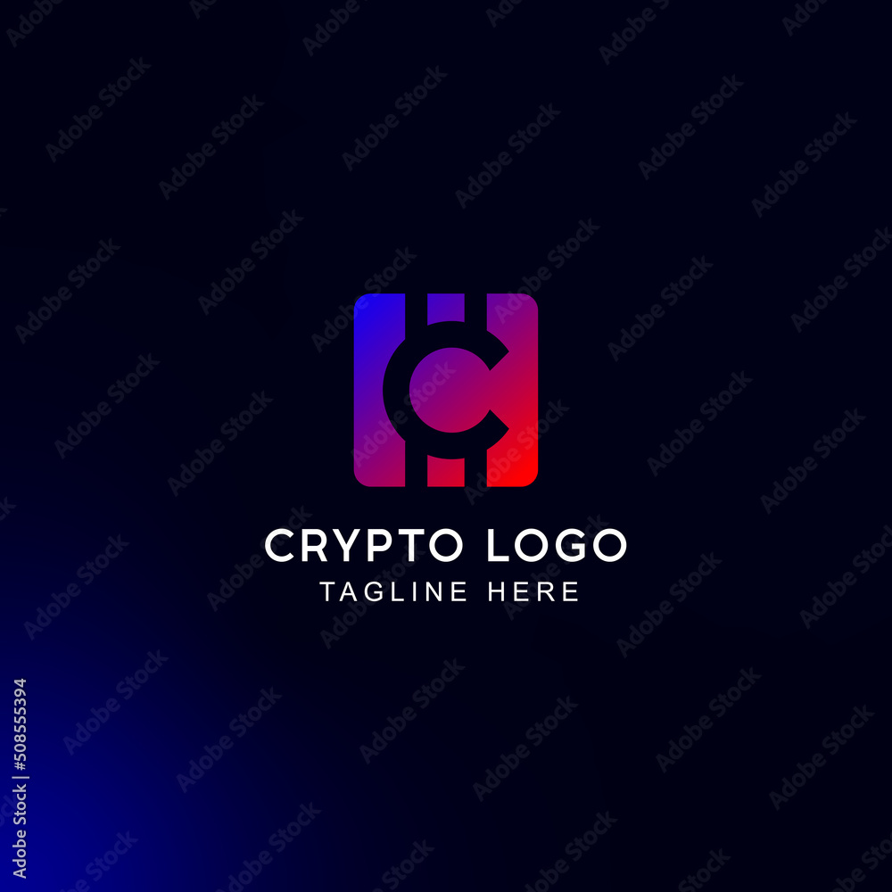 Gradient bitcoin, blockchain or crypto with C logo concept letter logo Premium Vector