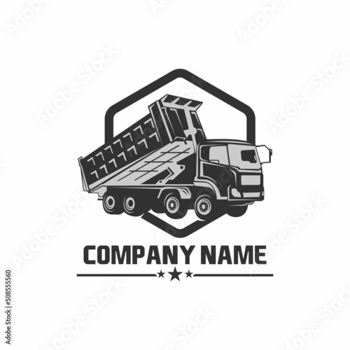 dump truck illustration transporting sand, vector art.Truck Icon logo vector design