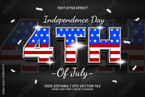 Editable Text effect - Independence Day 4Th July 3D Realistic Style