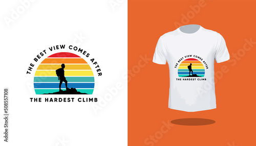 
T-shirt graphic illustration Mountain Hills Rock climbing vintage t-shirt Premium Vector