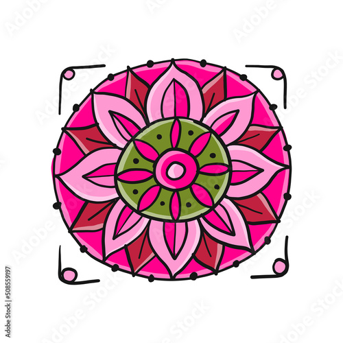 Decorative hand drawn floral mandala for your design