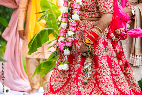 Indian Hindu wedding ceremony rituals bride and groom's hands close up