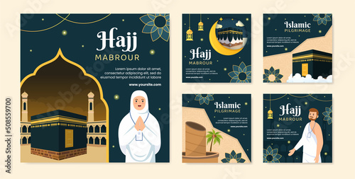 Hajj or Umrah Mabroor Post Template Social Media Flat Cartoon Background Illustration