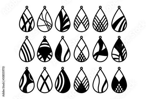 Earrings, pendants. Black and white templates for cutting. photo