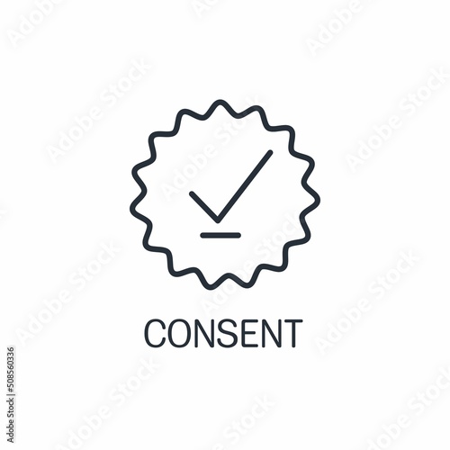 Seal button consent. Vector linear icon isolated on white background